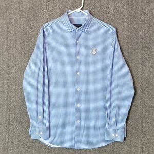 Bugatchi Shirt Mens L Blue OoohCotton Tech 8 Way Stretch Long Sleeve Button Up